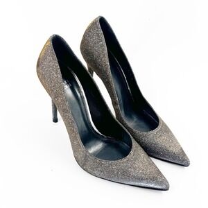 Stuart Weitzman Metallic Shimmer Pointed Toe Pumps Heels Silver Gold 8.5M